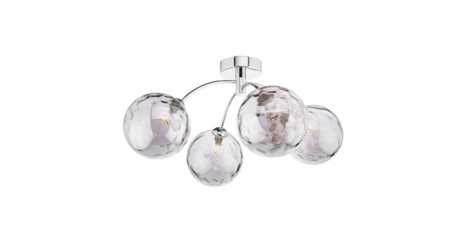 Där Lighting Izzy 4 Light Semi Flush Polished Chrome With Smoked Dimpled Glass