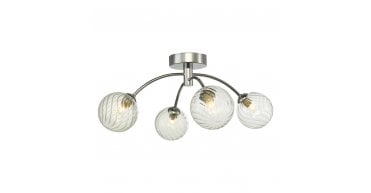 Izzy 4 Light Semi Flush Polished Chrome With Twisted Glass