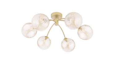 Izzy 6 Light Semi-Flush Matt Gold With Twisted Amber Glass