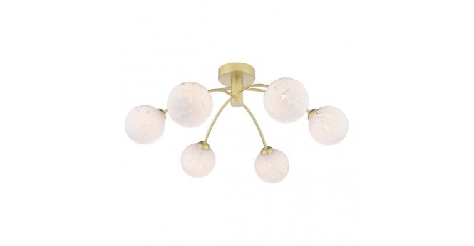Där Lighting Izzy 6 Light Semi-Flush Matt Gold With White Confetti Glass