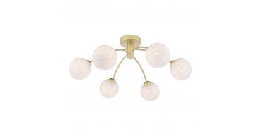 Izzy 6 Light Semi-Flush Matt Gold With White Confetti Glass