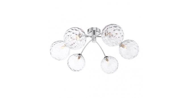 Där Lighting Izzy 6lt Semi Flush Polished Chrome With Clear Dimpled Glass