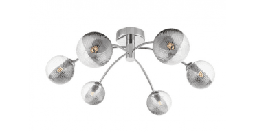 Izzy 6lt Semi Flush Polished Chrome With Smoked/Clear Ribbed Glass