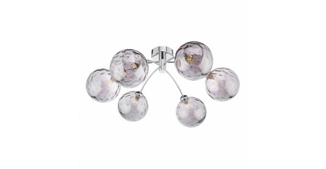 Där Lighting Izzy 6lt Semi Flush Polished Chrome With Smoked Dimpled Glass