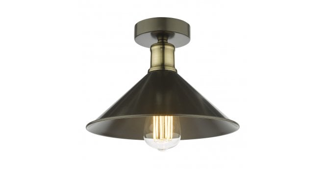 Där Lighting Jalen 1 Light Flush Graphite Antique Brass