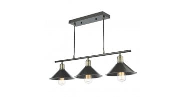 Jalen 3 Light Bar Pendant Graphite Antique Brass