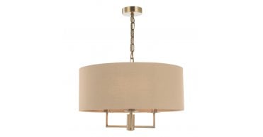 Jamelia 3 Light Shadelier Antique Brass Taupe Shade