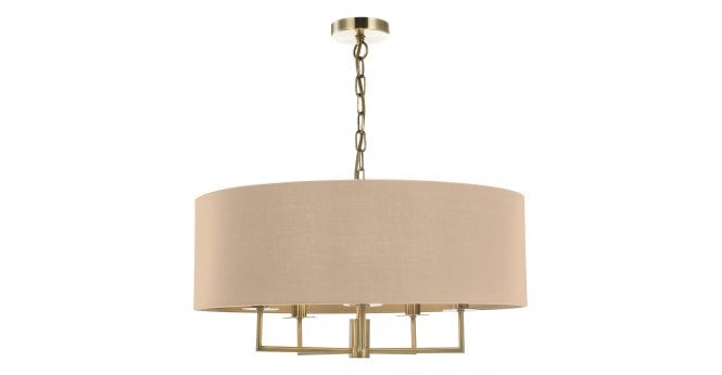 Där Lighting Jamelia 5 Light Shadelier Antique Brass Taupe Shade