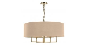 Jamelia 5 Light Shadelier Antique Brass Taupe Shade