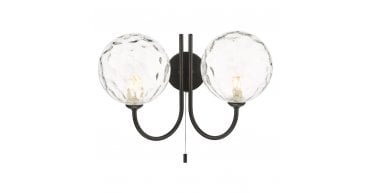 Jared 2 Light Wall Light Matt Black With Clear Dimpled Glass