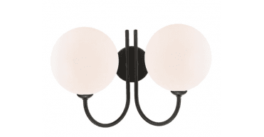 Jared 2 Light Wall Light Matt Black With Opal Glass