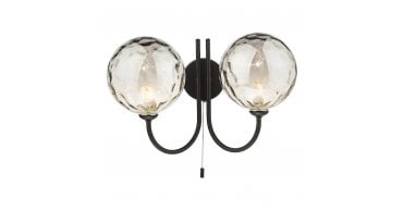 Jared 2 Light Wall Light Matt Black With Smoked Dimpled Glass
