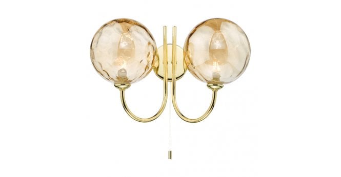 Där Lighting Jared 2 Light Wall Light Polished Gold Champagne Dimpled Glass