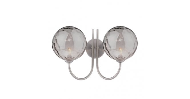 Där Lighting Jared 2 Light Wall Light Satin Nickel and Smoked Dimpled Glass