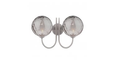Jared 2 Light Wall Light Satin Nickel and Smoked Dimpled Glass