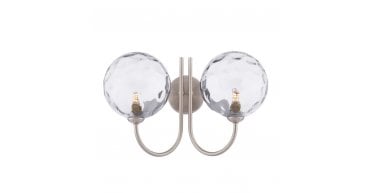 Jared 2 Light Wall Light Satin Nickel & Dimpled Clear Glass