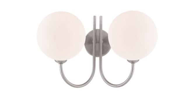 Där Lighting Jared 2 Light Wall Light Satin Nickel With Opal Glass