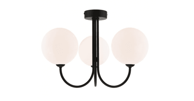 Där Lighting Jared 3 Light Semi Flush Matt Black With Opal Glass