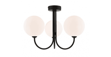 Jared 3 Light Semi Flush Matt Black With Opal Glass