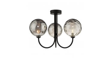 Jared 3 Light Semi Flush Matt Black With Smoked Dimpled Glass