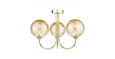 Jared 3 Light Semi Flush Polished Gold Champagne Dimpled Glass