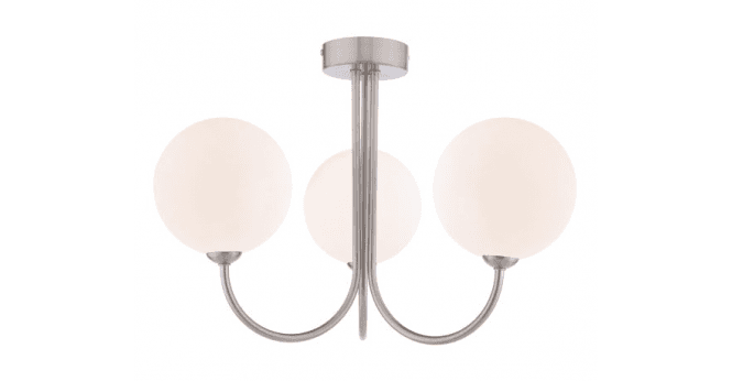 Där Lighting Jared 3 Light Semi-Flush Satin Nickel With Opal Glass