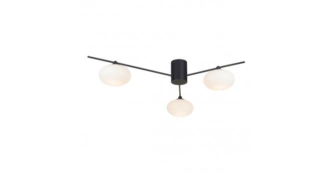 Där Lighting Jasper 3 Light Semi Flush Matt Black Opal glass