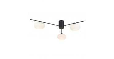 Jasper 3 Light Semi Flush Matt Black Opal glass