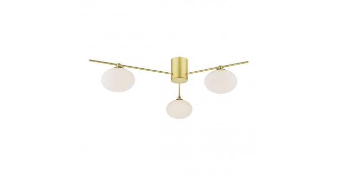Där Lighting Jasper 3 Light Semi-Flush Satin Gold and Opal Glass