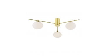 Jasper 3 Light Semi-Flush Satin Gold and Opal Glass