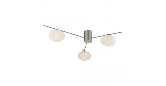 Där Lighting Jasper 3 Light Semi Flush Satin Nickel Opal glass