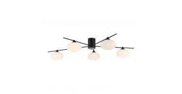 Jasper 5lt Semi Flush Matt Black Opal Glass