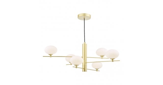 Där Lighting Jasper 6 Light Pendant Satin Gold and Opal Glass