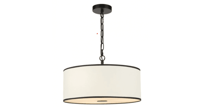 Där Lighting Jemima 3 Light Pendant White and Matt Black With Shade