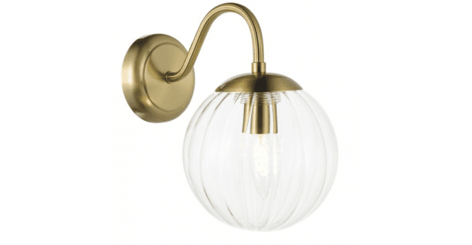 Där Lighting Jocelyn Wall Light Natural Brass and Glass