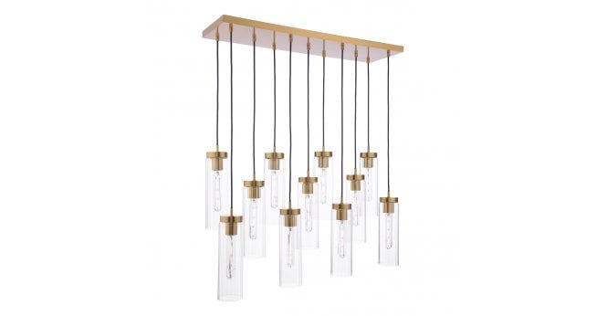 Där Lighting Jodelle 11 Light Bar Pendant Polished Bronze and Glass
