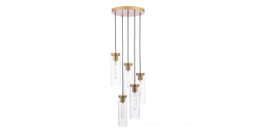 Jodelle 5 Light Cluster Pendant Polished Bronze and Glass