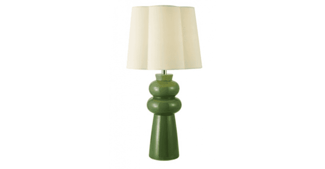 Där Lighting Jordana Table Lamp Green Ceramic and Polished Chrome With Shade