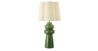 Jordana Table Lamp Green Ceramic and Polished Chrome With Shade