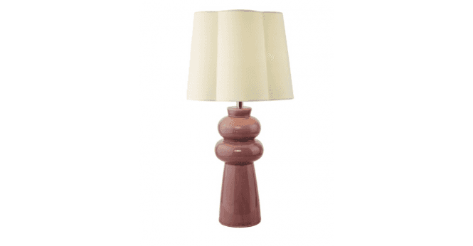 Där Lighting Jordana Table Lamp Pink Ceramic and Polished Chrome With Shade