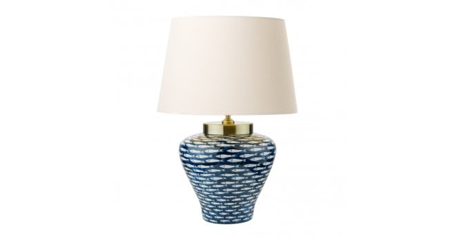 Där Lighting Joy Table Lamp Blue/White Fish Motif