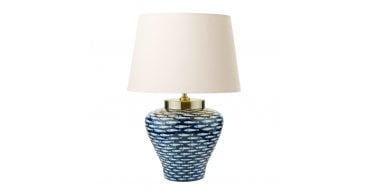Joy Table Lamp Blue/White Fish Motif