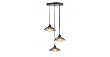 Kadience 3 Light Cluster Pendant Satin Black and Smoked Glass