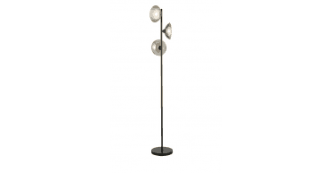 Kadience 3 Light Floor Lamp Satin Black and Smoked Glass