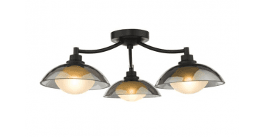 Kadience 3 Light Semi-Flush Satin Black and Smoked Glass