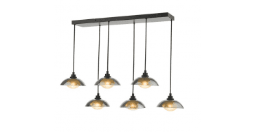 Kadience 6 Light Bar Pendant Satin Black and Smoked Glass