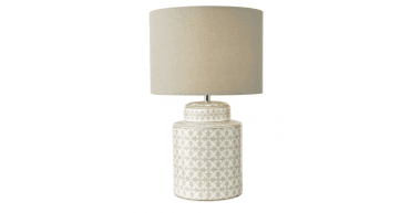 Kedron Table Lamp Grey Ceramic and Satin Chrome With Shade