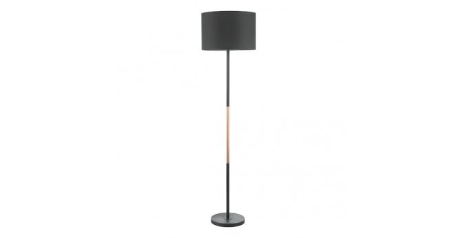 Där Lighting Kelso Floor Lamp Matt Black Polished Copper With Shade