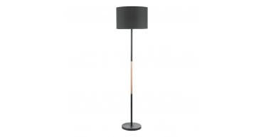 Kelso Floor Lamp Matt Black Polished Copper With Shade
