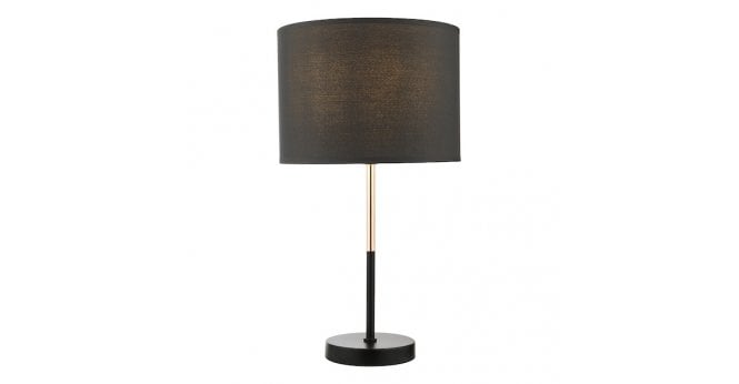Där Lighting Kelso Table Lamp Matt Black Polished Copper With Shade